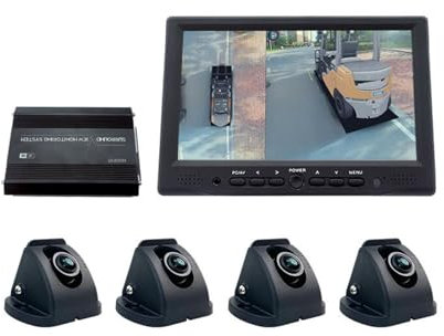 Sistema de cámara 3D de 360 ​​grados con IA para montacargas, 4 canales, 1080P, detección de peatones, vista de pájaro