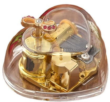 FANSHINUO Acryl-Spieluhr mit Metallbewegung, die bezaubernde Musik spielt, klares Acryl-Design für Sammler, elegantes Raumornament