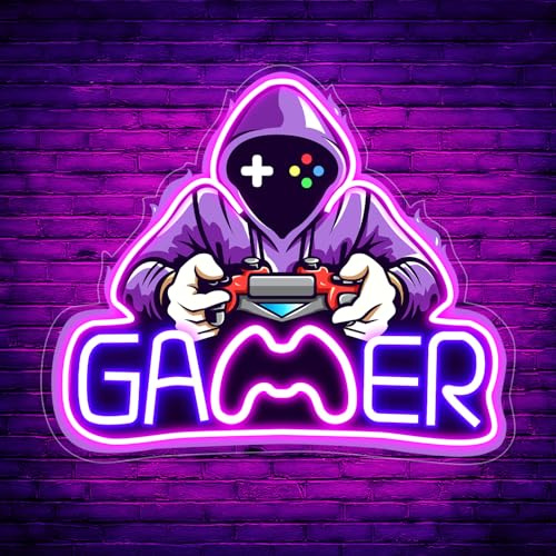 Timogift Game Neon Sign, LED Video Neon Light Sign for Game Room Decor, UV Printed Game Neon Lights for Bedroom Wall Decor Game Room Party Decoration, Best Christmas Gamer Gifts for Teenage Boy 01