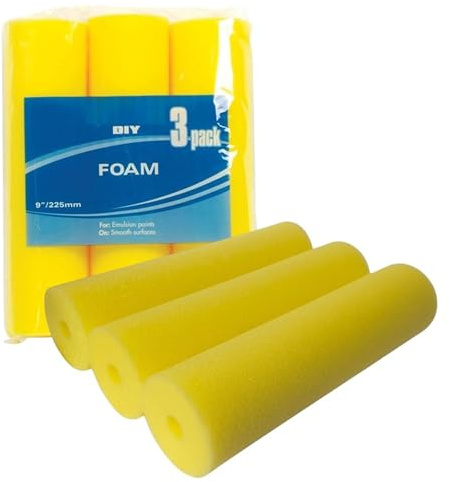 6 Foam Paint Roller Refill Sleeves - 9 Inch Roller Refills - Sponge Rollers for Emulsion Paint - Home DIY & Decoraing