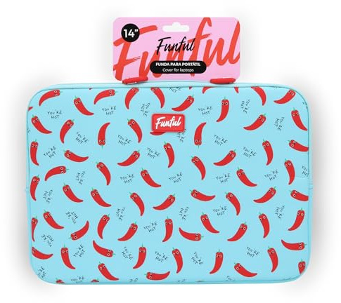 FUNFUL Funda Ordenador Portátil 14 Pulgadas de Chili con Diseño Divertido, Colorido y Picante - Maletín/Funda Portátil 14 Compatible con Macbook y Todos, Regalos para Niñas y Mujeres