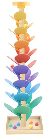 Wooden Marble Run Music Tree for Toddlers, Montessori Toys with 12 Colorful Balls & Soothing Melodies, Sensory Ball Run Toy for Kids 3-5 Years Old
