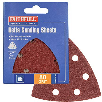 Faithfull ADSSMF 90mm Delta Hook and Loop Sanding Sheets TR2 Medium Fine (Pack of 5)