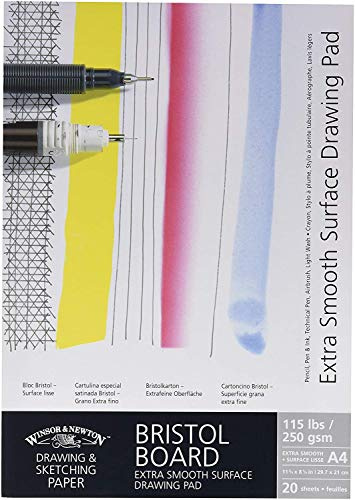 Winsor & Newton 6661543 extra glatter Zeichenblock, 20 Blatt Skizzenblock, kopfgeleimt, 250 g/m², DIN A3