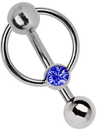 Modern Nature Piercing-Schmuck Intimpiercing Titan Banane in 1,6 mm, 5 mm Lochkugel und Klemm-Ring mit Stein in vielen Farben