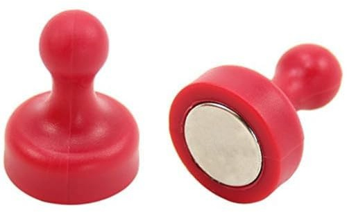 High Power Red Skittle Magnet for Fridge, Office, Whiteboard, Noticeboard, Filing Cabinet - 19mm dia x 25mm tall - Pack of 2