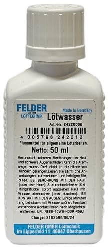Felder Lötwasser zum Weichlöten 50ml für Eisen, Stahl, Kupfer, Messing und allgemeine Lötarbeiten, DIN EN 29454-1, 3.1.1.A