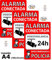 Pack 3 Carteles Videovigilancia tamaño A4 con Adhesivo y Agujeros para Fijación | Zona Videovigilada | Placas Disuasorias en PVC Flexible | Aviso de Alarma Conectada con Videovigilancia |