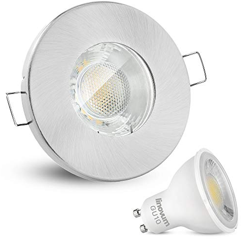 linovum Feuchtraum LED Einbaustrahler 3W flach IP65 mit Wasserschutz für Bad, Dusche oder Außen neutralweiß 4000K