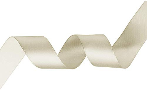 WedDecor Cream Ribbon for Gift Wrapping, 25mm x 25 Metres Double-Sided Satin Polyester Ribbon Roll for Wedding, Christmas, Hair Bow, Crafting, Sewing, Birthday Cake Decoration