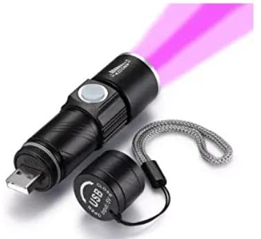 DARKBEAM Torcia UV 395nm USB Ricaricabile LED, Lampada di Wood Portatile, Luce Nera Ultravioletta Blacklight Mini, Animali Urina Cane/Gatto Smacchiatore Rivelatore, Resina indurita