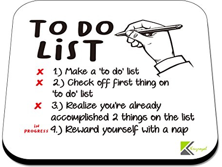 CS542 To Do List Novelty Funny Coffee Tea Drink Gift Glossy MDF Wooden Coaster | Procrastination | Gifts for Men, Women, Friend, Colleague