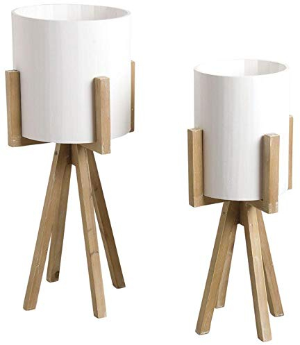 AUBRY GASPARD Cache-Pots Ronds sur Pieds en Bois (Lot de 2)