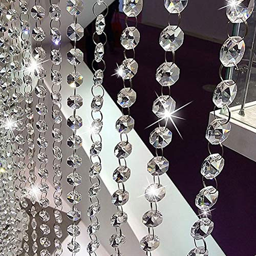 EBETA 6 Pezzi 1M Perline Cristallo Catena Perle di Cristallo di Octagon Borda per Lampadario,Tende,Decorazioni Matrimonio,Bracciali e Gioielli Creazione