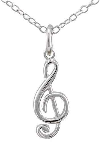Serebra Jewelry Violinschlüssel Musik Note Anhänger Halskette aus 925 Sterlingsilber für Musiker Künstler Liebhaber Frauen