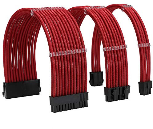 FormulaMod Sleeve Extension Power Supply Cable Kit 18AWG ATX 24P+ EPS 8-P+PCI-E8-P with Combs for PSU to Motherboard/GPU