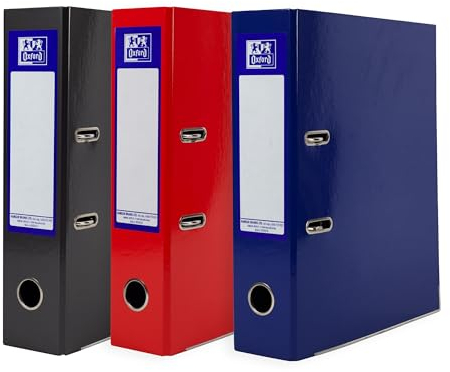 Oxford A4 Lever Arch File, Assorted Colours, Pack of 3