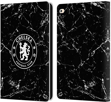 Head Case Designs Licenza Ufficiale Chelsea Football Club Marmoreo Nero Stemma Custodia Cover in Pelle a Portagoglio Compatibile con Apple iPad Air 2 (2014)