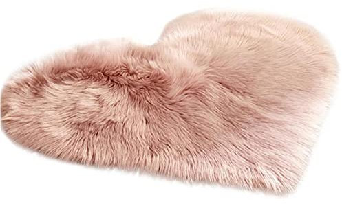 Ruluti Tapis Moelleux Ultra Doux Tapis de Coeur Mignon Tapis en Forme de Salle de Bain de Salle de Bain de Pied de Pied Non glissé Chambre Shaggy Tapis 40 * 30cm