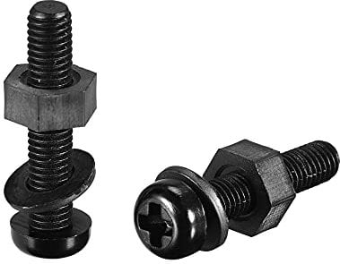 sourcing map Nylon Screw Nut Washer Assortment Kit, M5x25mm Round Head Machine Screw Bolt Nuts Flat Washers Black 20 Set