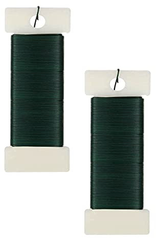 2 Rolls Green Florist Wire for Wreath Making 22 Gauge, Green Floristry Wreath Wire Floral for Christmas Wreath Supplies Flexible Paddle Crafting Garden Flower DIY Craft