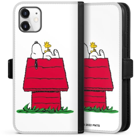 DeinDesign Klapphülle kompatibel mit Apple iPhone 11 Handyhülle aus Kunst Leder schwarz Flip Case Snoopy Offizielles Lizenzprodukt Peanuts