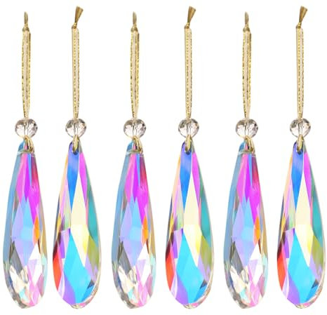 Ornamenti natalizi in cristallo di vetro, 6 cristalli a goccia per albero di Natale, centrotavola, matrimoni, decorazioni per feste (cristallo AB)