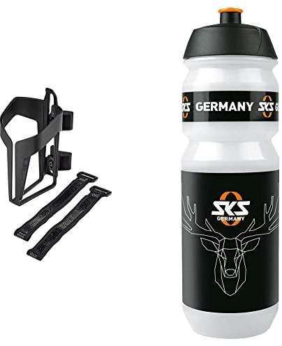 SKS Germany Anywhere VELOCAGE Flaschenhalter, Fahrradzubehör (Flaschenhalterung für Fahrräder, inklusive Gurte für Rohre mit Durchmesser bis 80 mm, sicherer Flaschenhalt), schwarz matt