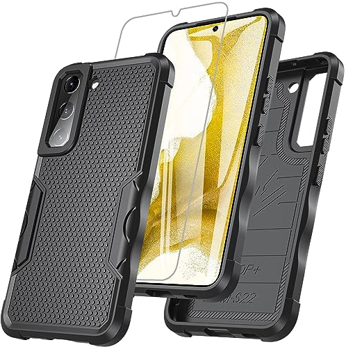 RC1WD Für Samsung Galaxy S22 Hülle 6,1 Zoll, Hülle Für Samsung S22 Mit Panzer Schutz Glas Displayschutz Folie, 360° Stoßfest Case Schutzhülle Handyhülle für Samsung S22 5g - Schwarz