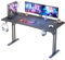 DLONGONE Gaming Desk 160 × 70 cm, Home Office Gamer Desk, Computer Table with Carbon Fiber Desktop, Ergonomic Office Workstation with Mouse Pad, Cup Holder & Headphone Hook, Black