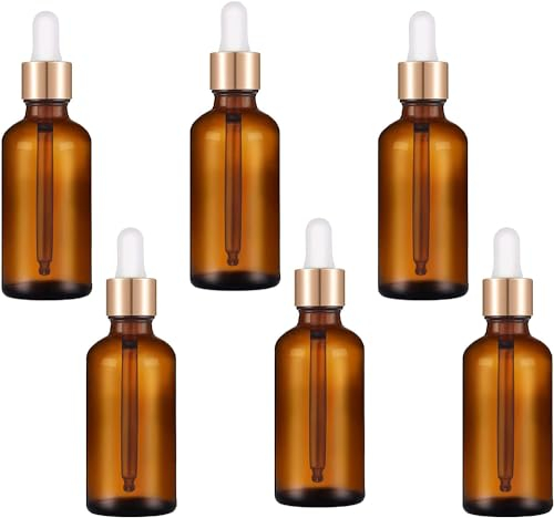 Pipettenflasche,Braun Pipettenflasche,6Pcs 5ml Braunglasflasche,Glasflaschen für Ätherisches Öl,Dropper Pipette Glas,für Ätherisches Öle,Kosmetik, Apotheker, Reinigung,Aromatherapie, Massage, Haare