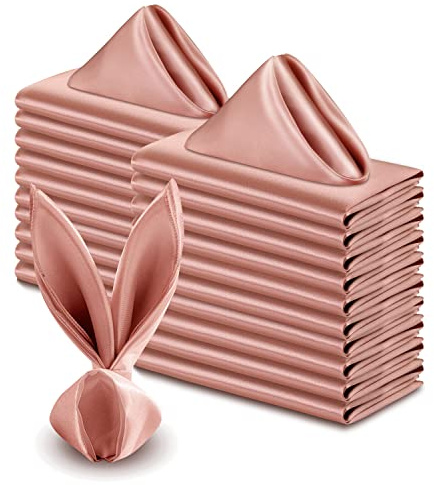 VACVELT Lot de 50 Serviettes de Table carrées en Satin Soyeux pour Mariage, Restaurant, Banquet, Remise de diplôme - 43,2 x 43,2 cm - Or Rose