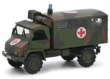 Schuco für Unimog S404 Militär-Krankenwagen, 1/87 Druckguss, vormontiertes Modell