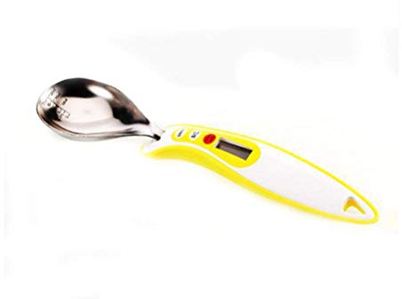 Rfeeuubft Electronic Spoon with Steel Electronic Spoon Measuring Spoon 300 g / 0.1 g (Yellow)