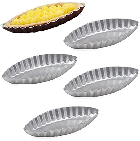 Wudaizhi 5pcs Diy Boat Shape Egg Tart Mold Aluminum Cookies Fruit Cake Moulds for Kitchen Pudding Pastry Baking Decorating Tools