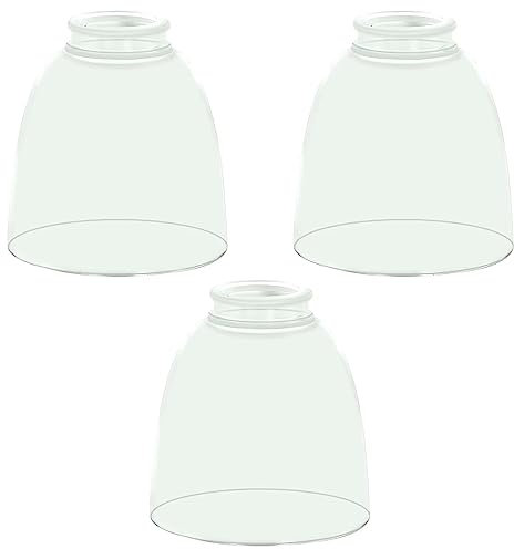 Sewterolyn 3 Pack Clear Glass Curtains, Bell Shaped Glass Shade Covers Ceiling Fan Lamp Replacements, Chandelier Wall Sconces Lampshade, Ta