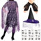 SATINIOR Halloween Damen Hexen Kostüme Spinnen Kostüm für Erwachsene Frauen Netz Umhang und Hut Fingerlose Spitzenhandschuhe Spinnen Tattoos Party Verkleidung Outfits (Modischer Stil)