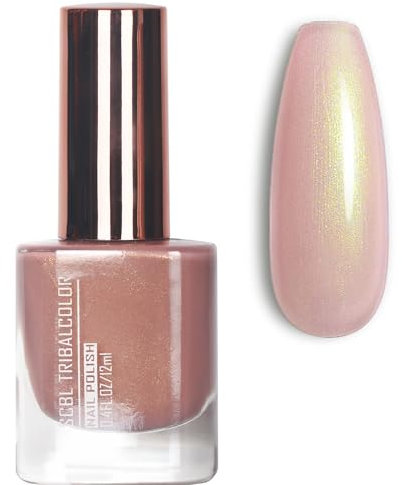 EONFAVE Nude Glitter Nail Polish - Shimmer Quick Dry Nude Nail Varnish - Neutral Nude Gold Sparkle Nail Polish - Long Lasting Breathable No UV Needed - Manicure at Home DIY