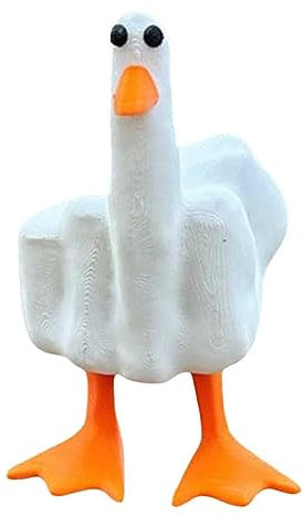 Middle Finger Duck Resin Figurines,Funny Middle Finger Duck Statue Decoration,Creative Little Duck Gnomes Art Sculpture Ornament Decor for Home Office Desktop