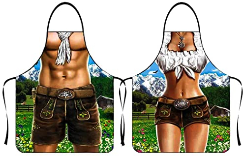 Anzhee 2 Stücke Männer Schürze kreative Kochschürze Küchenschürze Grillschürze Lustige Motiv Schürze Neues lustiges Latzschürze