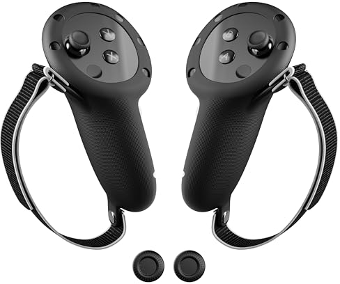 APEXINNO Controller Griffe Abdeckung für Quest 3S Quest 3, Silikon Schutzhülle mit verstellbaren Handrückenschlaufen, Zubehör für Oculus Quest 3S/Quest 3, Anti-Rutsch