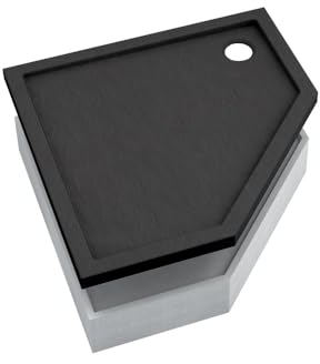 AQUABAD Duschwanne/Duschtasse | Set Basic Black Stone 90x90cm Fünfeck | inkl. Styroporträger | (Gesamthöhe inkl. Träger 16 cm) zum Befliesen