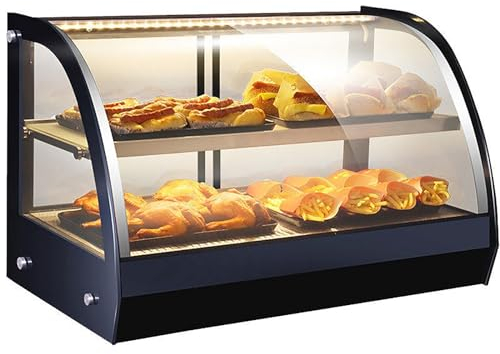 Food Warmer Display,Insulation Display Cabinet,High Definition Curved Glass,Intelligent Temperature Control,Double Layer Large Volume,for Buffet Restaurant,convenience Store