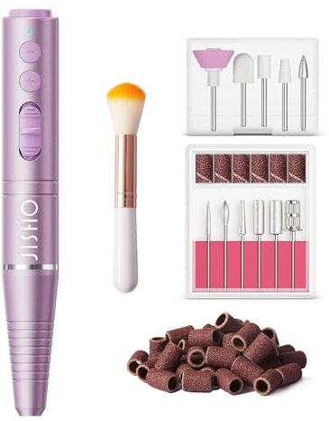 Nail Drill, Cordless Electric Nail Drill Machine for Acrylic Nail, Rechargeable Portable with Max 20000 RPM, 12 in 1 Kit Electric Nail File Efile Present for Beginner and Professional (Pink)