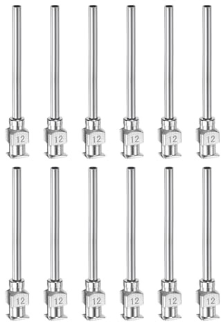 QUARKZMAN 12 Stück 12 Gauge Edelstahl Dosierkanülen, 1 1/2 Metallkleber-Nadelrohr mit stumpfer Spitze und Luer-Lock für dickflüssige Materialien, Tinte, Klebstoff, Laboreinsatz