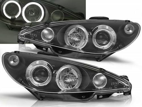 CR-Lights Angel Eyes Scheinwerfer Set für Peugeot 206 1998-2007 schwarz