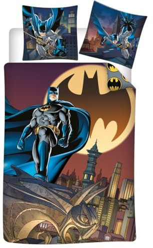 Bettwäsche Batman, für Einzelbett, Bettbezug 140 x 200 cm + Kissenbezug 65 x 65 cm, Polycotton