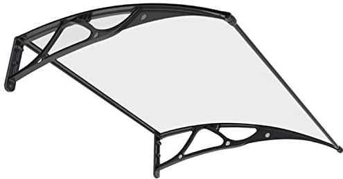 Gebogene Tür-Fenster-Markise, Überdachung für den Außenbereich, Regen- und Schneeschutz, Terrassenüberdachung, Veranda, Gartenüberdachung, Sonnenschutz, Aluminiumhalterung (Farbe: transparent, Größe: