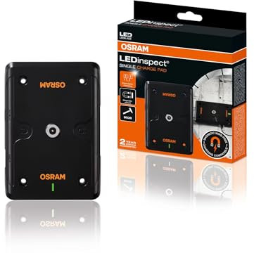 OSRAM LEDinspect SINGLE CHARGE PAD, para carga sin cables, salida USB-A, función de conexión en cadena, potentes imanes