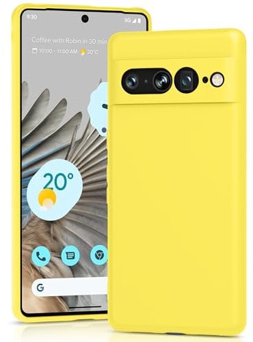 YATWIN Silicone Case for Google Pixel 7 Pro 5G, Soft-Touch, ShockProof, DustProof, Antiskid Full Body Armour Phone Cover for Google Pixel 7 Pro 5G - Yellow